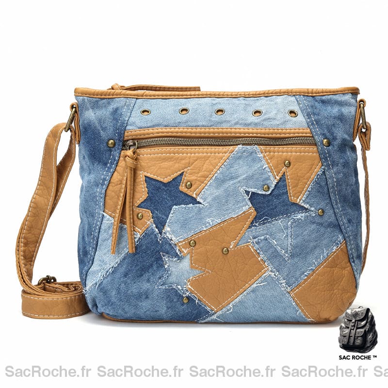 Sac Patchwork Cuir Jean - Main Sac À Main Femme