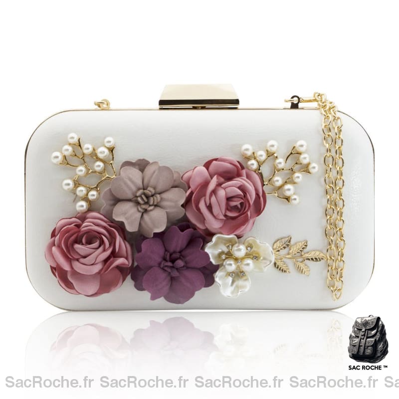 Sac Pochette Fleur Femme Blanc Sac À Main Femme