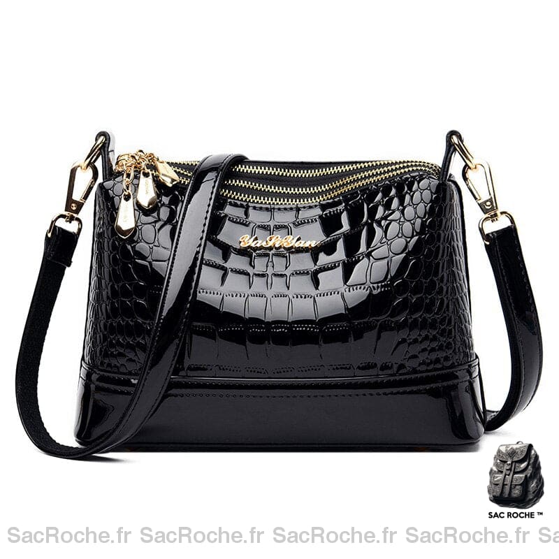 Sac Vernis Bandoulière Noir Femme