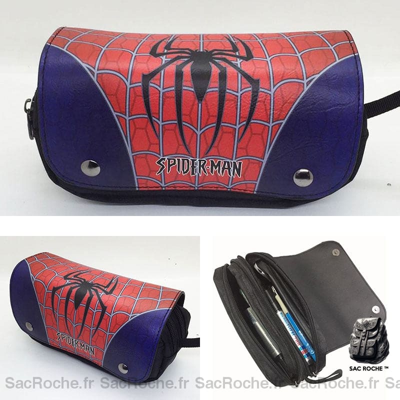 Trousse scolaire Spiderman bleu et rouge avec araignée