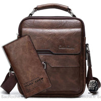 Bandoulière Cuir Tablette Homme 9.7'' - modèle Marron foncé - Sac Roche ™