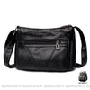 Besace Cuir Femm Multi Poches Noir Sac À Main Femme