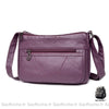 Besace Cuir Femm Multi Poches Violet Sac À Main Femme