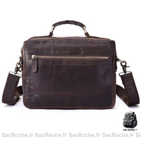 Besace Cuir Femme Vintage - modèle Café / 29 x 21 x 8cm - Sac Roche ™