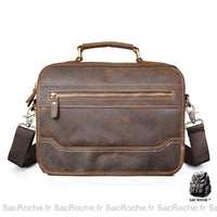 Besace Cuir Femme Vintage - modèle Marron / 29 x 21 x 8cm - Sac Roche ™