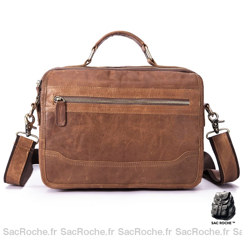 Besace Cuir Femme Vintage Marron Clair / 29 X 21 8Cm Sac