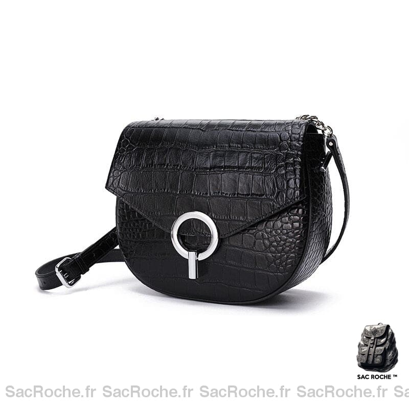 Besace Cuir Noir Femme - Élégance Assurée! Crocodile / 21X18X8Cm Sac