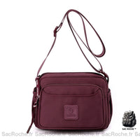 Besace Femme Multipoche - modèle Bordeaux / 15 x 21 x 13cm - Sac Roche ™