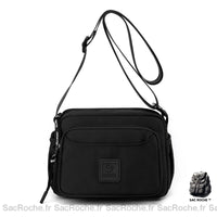 Besace Femme Multipoche - modèle Noir / 15 x 21 x 13cm - Sac Roche ™