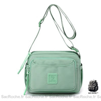 Besace Femme Multipoche - modèle Vert pastel / 15 x 21 x 13cm - Sac Roche ™