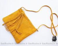 Besace Nubuck Femme - Nouveau Modèle - modèle Jaune moutarde / 26.5 x 20 x 2cm - Sac Roche ™