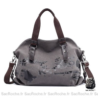 Besace Toile Femme Sac - modèle Gris - Sac Roche ™