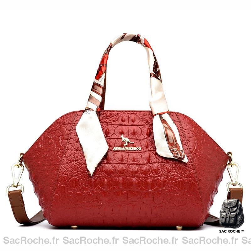 Besace Trapeze Femme En Cuir Rouge / 31 X 14 18Cm Sac Femme