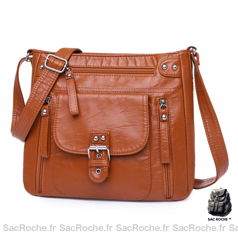 Besace Vintage Femme - Grande Taille Marron Sac À Main Femme