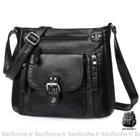 Besace Vintage Femme - Grande Taille - modèle Noir - Sac Roche ™