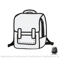 Cartable créatif fille dessin 2D - modèle Blanc - Sac Roche ™