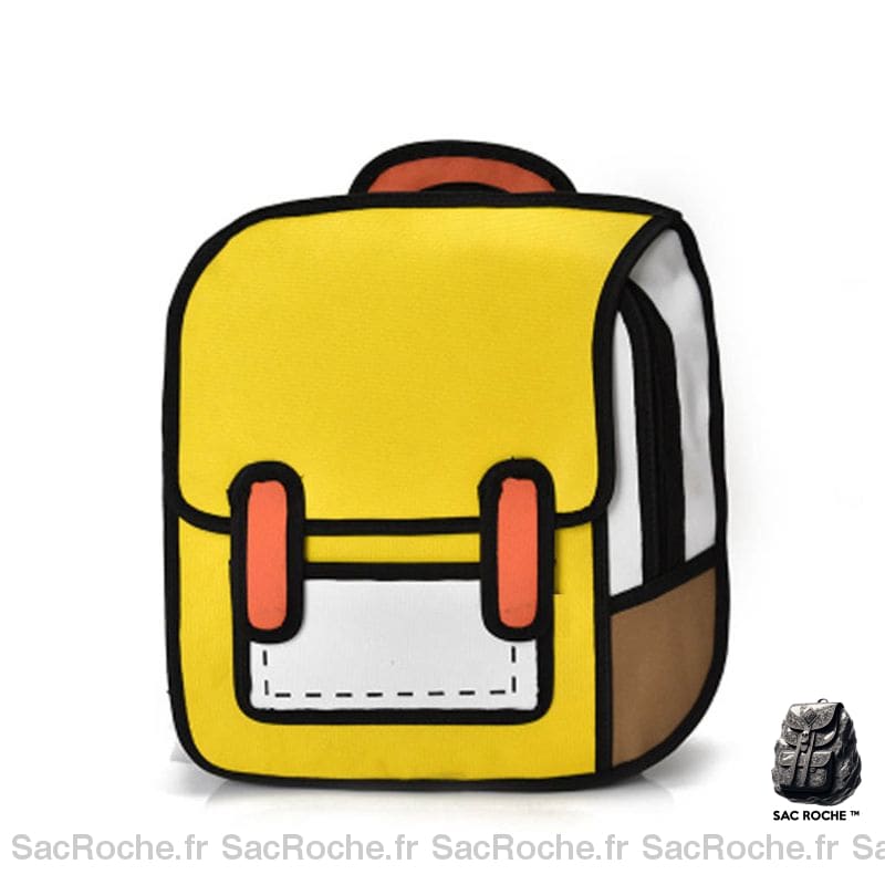 Cartable créatif dessin 2D pour fille jaune, orange, blanc et marron