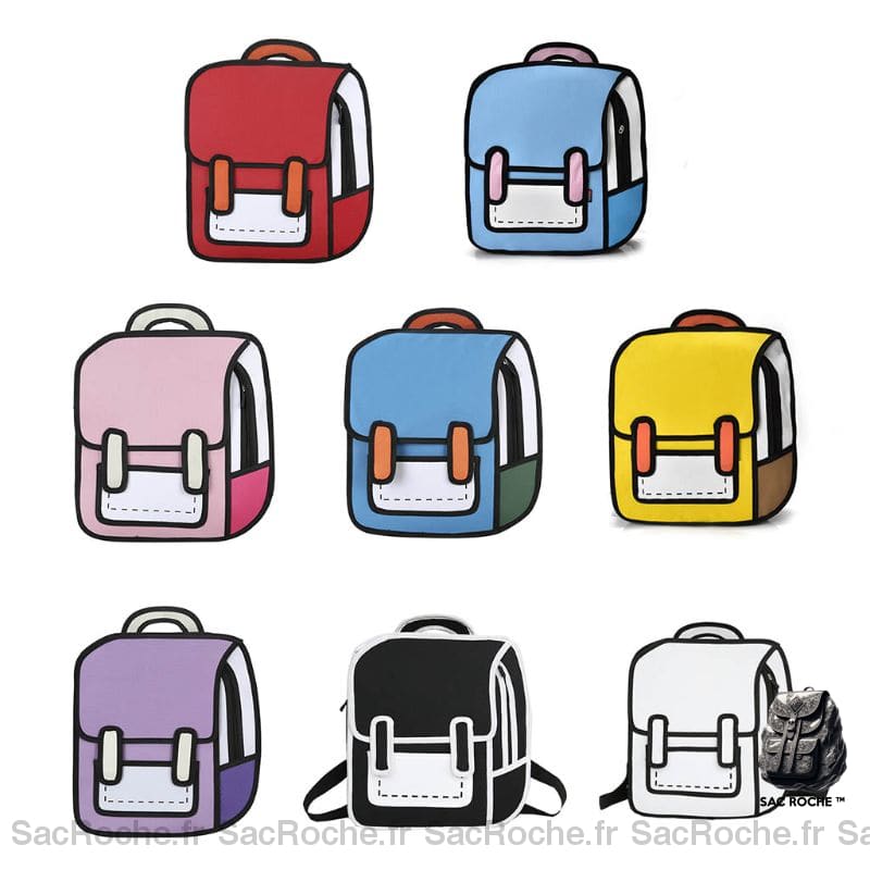 Cartable Créatif Fille Dessin 2D Sac À Dos