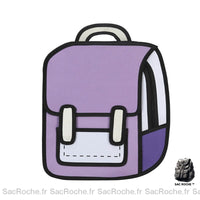 Cartable créatif fille dessin 2D - modèle Violet - Sac Roche ™