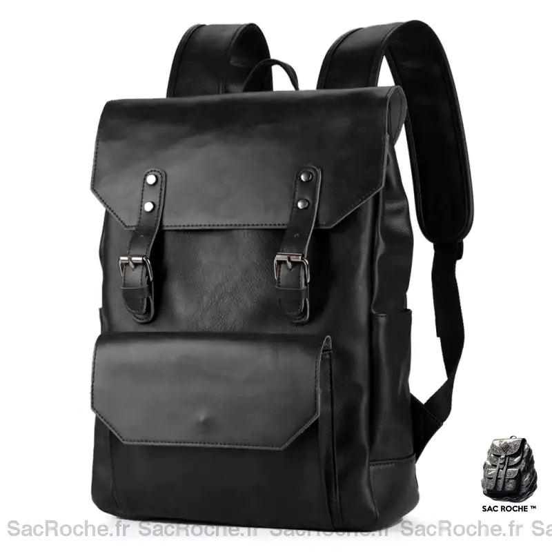 Cartable Cuir Femme Élégant Noir Sac À Dos