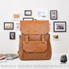 Cartable vintage en cuir synthétique - Camel - Cuir Sac à dos