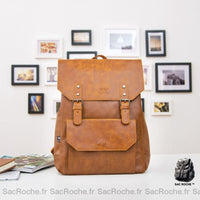 Cartable cuir synthétique vintage - modèle Beige - Sac Roche ™