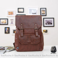 Cartable cuir synthétique vintage - modèle Marron - Sac Roche ™