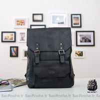 Cartable cuir synthétique vintage - modèle Noir - Sac Roche ™