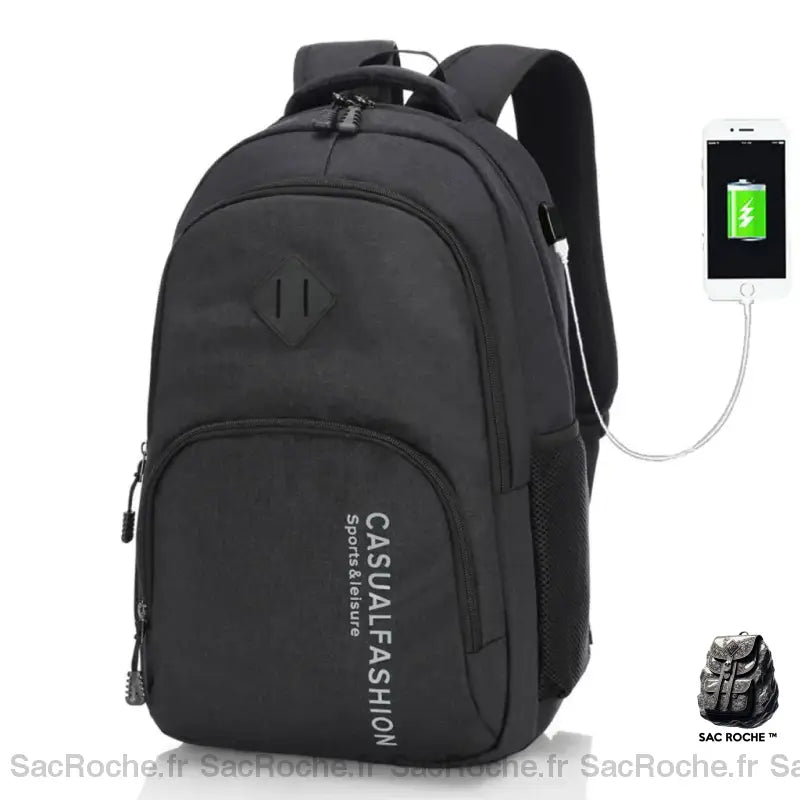 Cartable Garçon Tendance Casual Noir Sac À Dos Collège