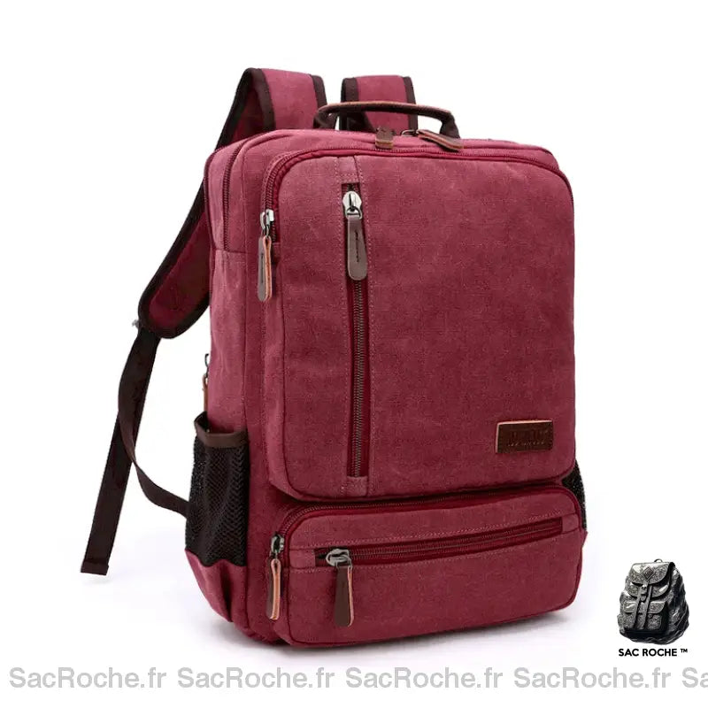 Cartable Homme Rétro Bordeau Sac À Dos Travail
