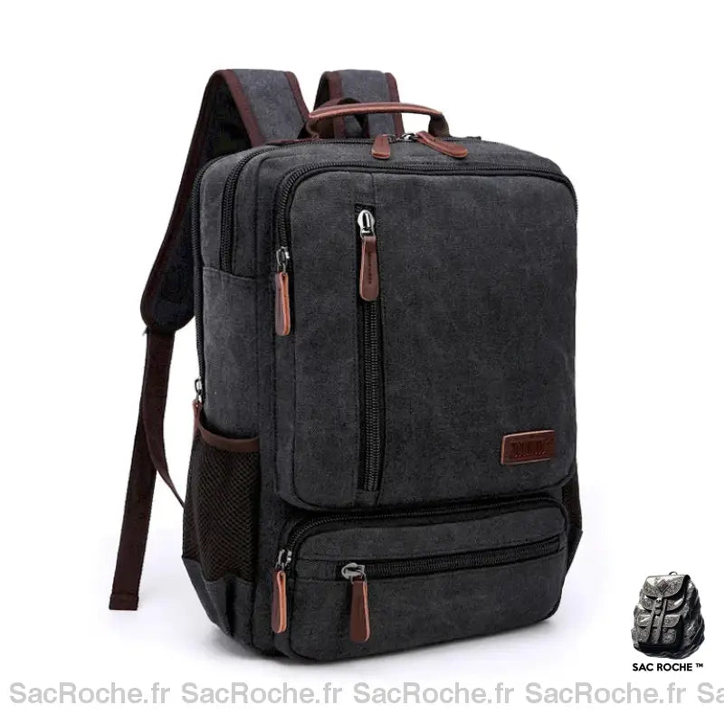 Cartable Homme Rétro Noir Sac À Dos Travail