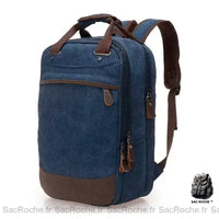 Cartable homme toile rétro - modèle bleu marine - Sac Roche ™
