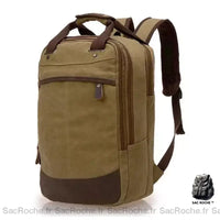 Cartable Homme Toile Rétro Kaki Sac À Dos