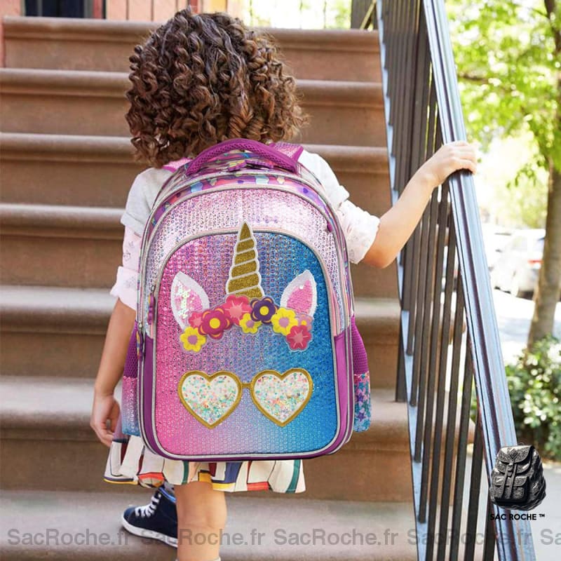 Cartable Licorne Fleur Paillette Fille Sac À Dos Enfant