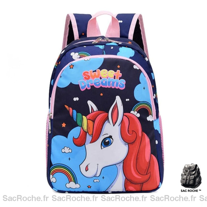 Cartable Licorne Girly - Maternelle Mignon. Bleu Marine Sacs À Dos Scolaire