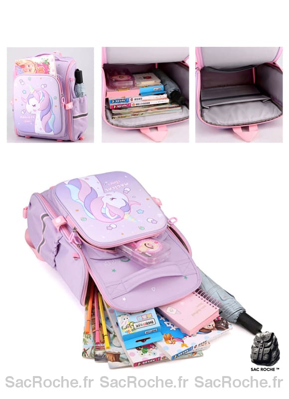 Cartable Licorne Rose Étanche Fille Sac À Dos Enfant