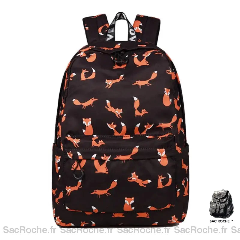 Cartable Renard Fille Imprimé Noir Sac À Dos Enfant