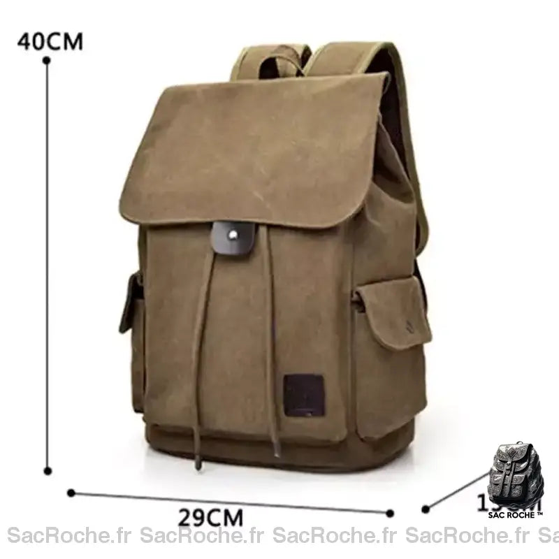 Cartable Toile Homme Canvas Sac À Dos En
