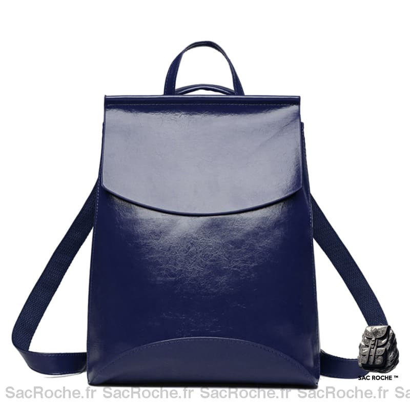 Élégant Sac À Dos Femme Cuir Beige Avec Rabat Bleu A