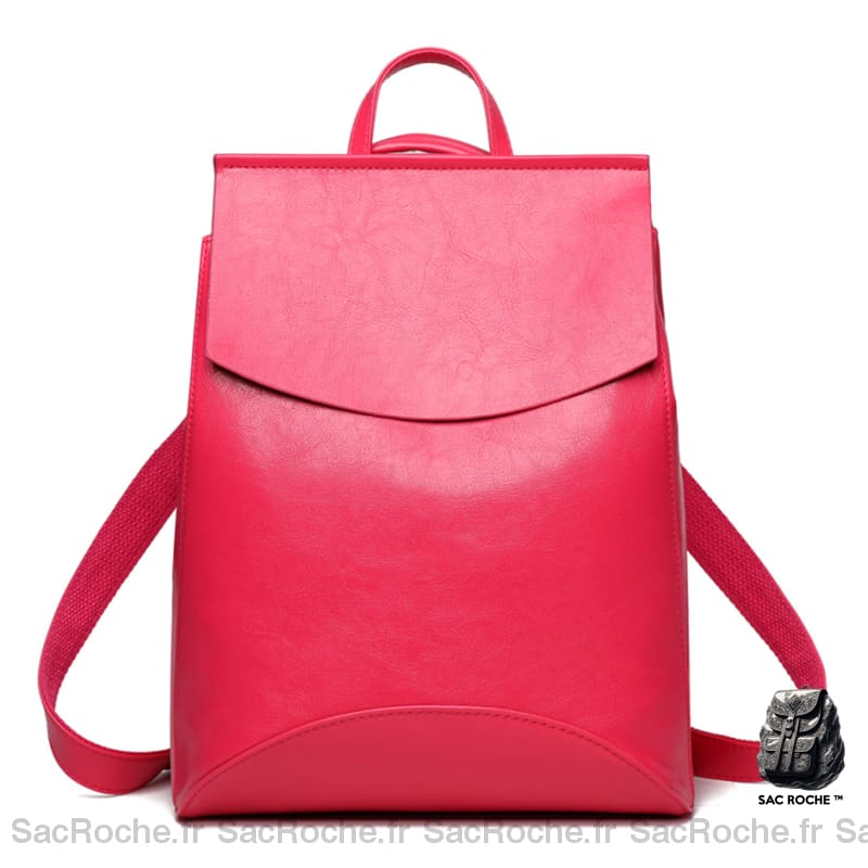 Élégant Sac À Dos Femme Cuir Beige Avec Rabat Rose A