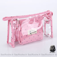 Ensemble 3 trousses maquillage femme - modèle Rose - Sac Roche ™