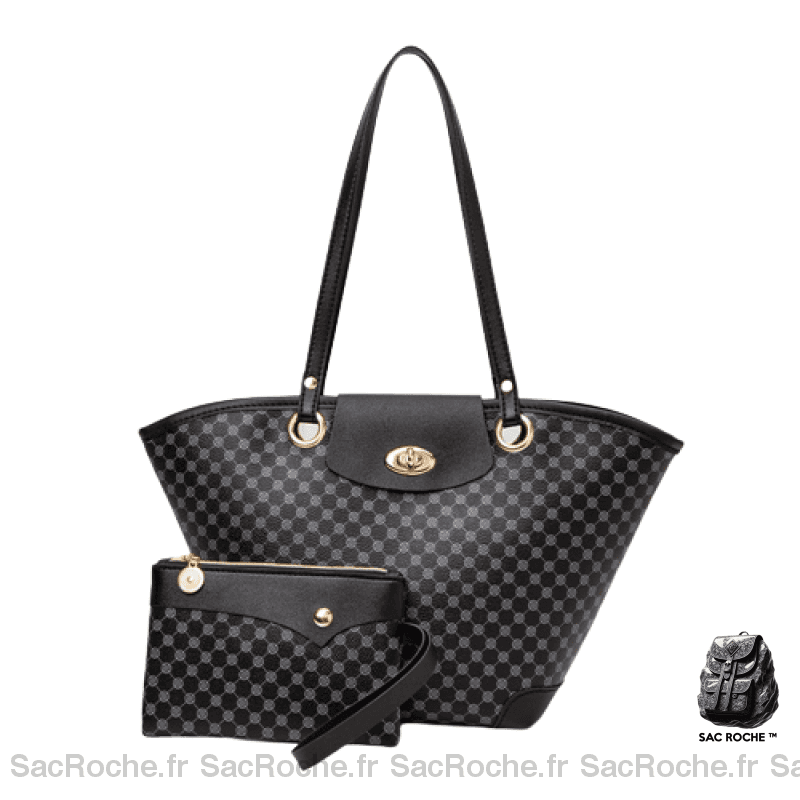 Ensemble Femme Sac Main Portefeuille Noir À