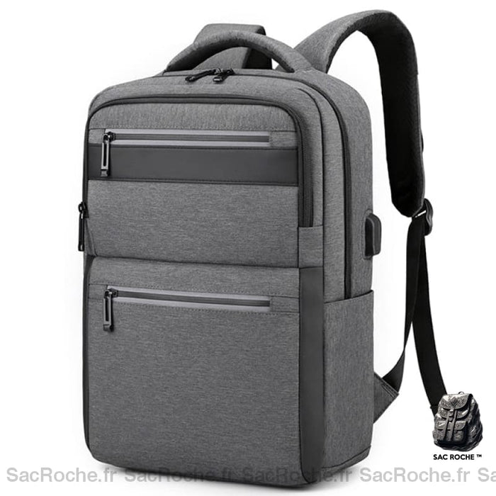 Grand Sac À Dos Homme Compartiments Multiples Gris Foncé Sac A Dos Ordinateur