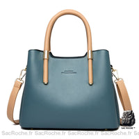Grand Sac Bandoulière Anse Large Bleu À Main Femme