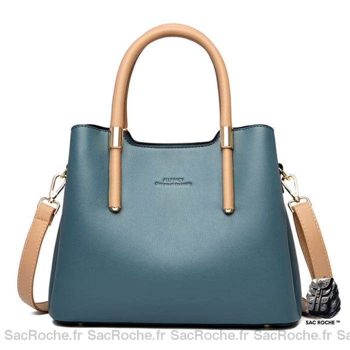 Grand Sac Bandoulière Anse Large Bleu À Main Femme