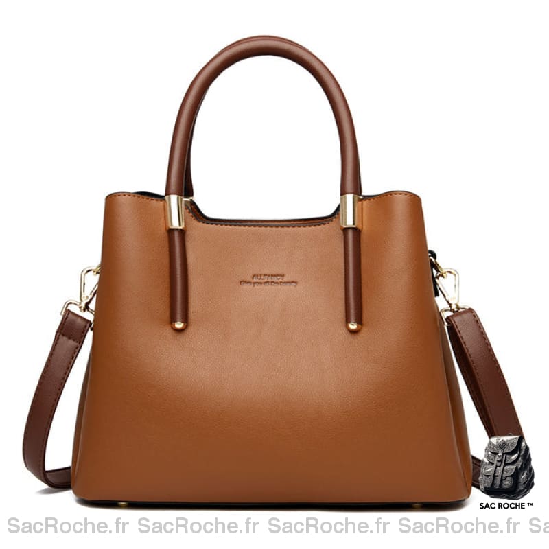 Grand Sac Bandoulière Anse Large Camel À Main Femme