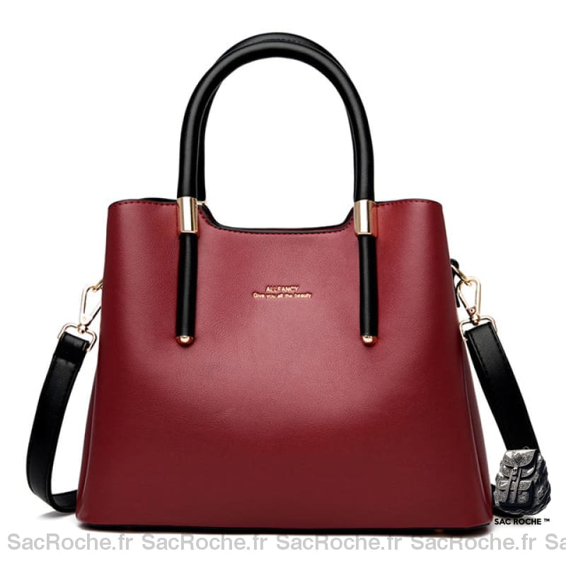Grand Sac Bandoulière Anse Large Rouge À Main Femme