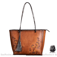 Grand Sac Cuir Femme - modèle Marron / 38 x 14 x 2cm - Sac Roche ™