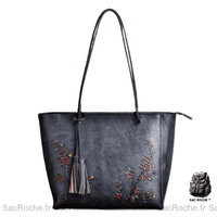 Grand Sac Cuir Femme - modèle Noir / 38 x 14 x 2cm - Sac Roche ™