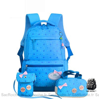 Lot de 03 sacs étoilés à motif noeud bleu avec un fond blanc